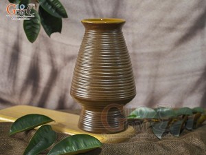 Lọ hoa gốm dáng cố nhỏ vân sóng, cao 22cm