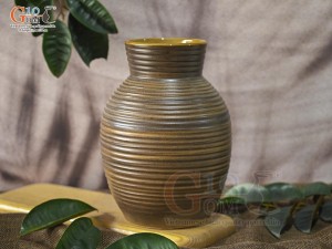 Lọ hoa gốm dáng cố vát vân sóng, cao 23cm