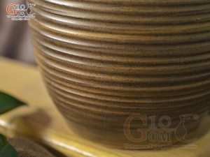 Lọ hoa gốm dáng cố vát vân sóng, cao 23cm