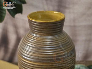 Lọ hoa gốm dáng cố vát vân sóng, cao 23cm