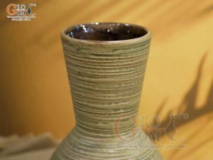 Lọ hoa gốm dáng đầm màu nâu rêu, cao 32cm