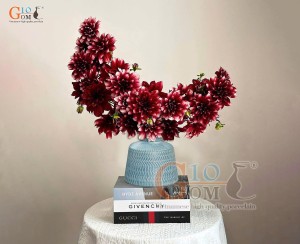 Lọ hoa gốm dáng đầm xanh rêu bé, cao 19cm