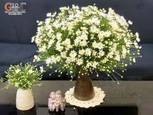 Lọ hoa gốm dáng đồng hồ cát màu nâu, cao 21cm