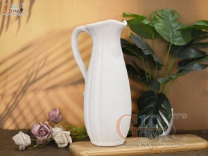 Lọ hoa gốm dáng ly cao màu trắng, cao 30cm