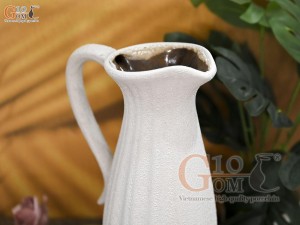 Lọ hoa gốm dáng ly cao màu trắng, cao 30cm