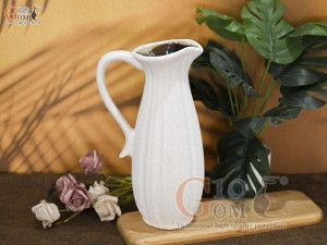 Lọ hoa gốm dáng ly cao màu trắng, cao 30cm