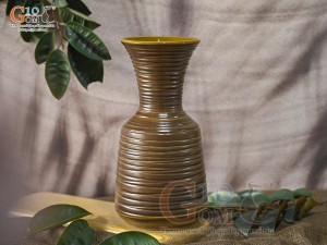 Lọ hoa gốm dáng miệng cao vân sóng, cao 33cm