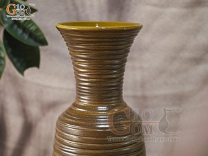 Lọ hoa gốm dáng miệng cao vân sóng, cao 33cm