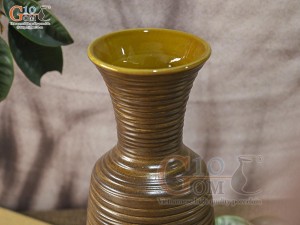 Lọ hoa gốm dáng miệng cao vân sóng, cao 33cm