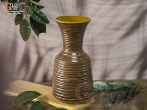 Lọ hoa gốm dáng miệng cao vân sóng, cao 33cm