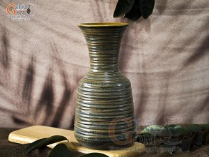 Lọ hoa dáng miệng cao vân sóng màu rêu, cao 33cm