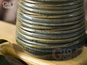 Lọ hoa dáng miệng cao vân sóng màu rêu, cao 33cm