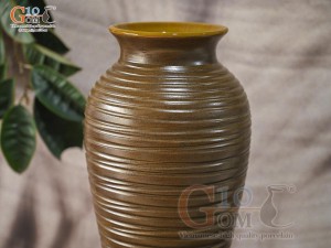 Lọ hoa gốm dáng ống vân sóng, cao 35cm