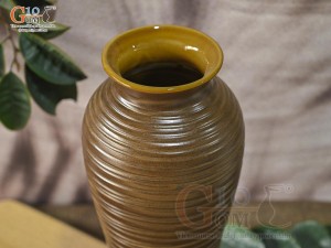 Lọ hoa gốm dáng ống vân sóng, cao 35cm
