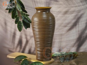 Lọ hoa gốm dáng ống vân sóng, cao 35cm