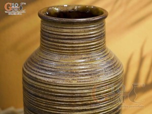 Lọ hoa gốm dáng phích màu nâu rêu, cao 33cm