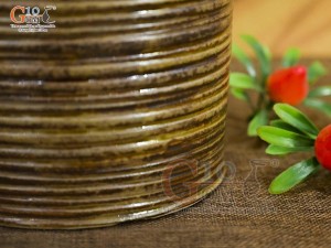 Lọ hoa gốm dáng phích màu nâu rêu, cao 33cm