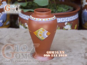 Lọ hoa gốm đất đỏ dáng chóe, cao 31cm