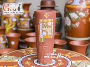 Lọ hoa gốm đất đỏ dáng cốc 25cm