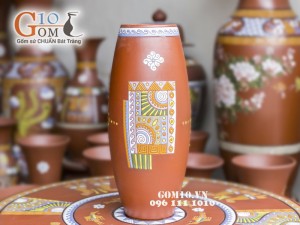 Lọ hoa gốm đất đỏ dáng ống 43cm