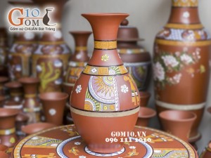 Lọ hoa gốm đất đỏ dáng tì bà
