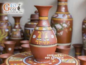 Lọ hoa gốm đất đỏ dáng tì bà