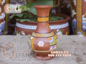Lọ hoa gốm đất đỏ dáng tỏi cao, cao 38cm