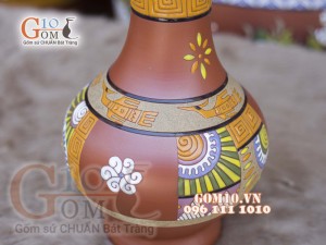 Lọ hoa gốm đất đỏ dáng tỏi cao, cao 38cm