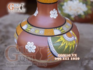 Lọ hoa gốm đất đỏ dáng tỏi cao cổ, cao 30cm