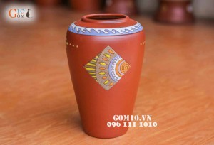 Lọ hoa gốm đỏ, 25cm