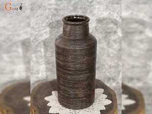Lọ hoa gốm nâu dáng phích, cao 33cm
