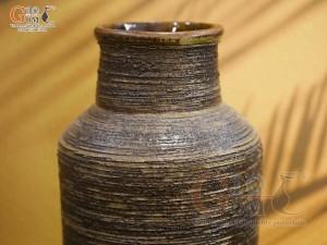 Lọ hoa gốm nâu dáng phích, cao 33cm
