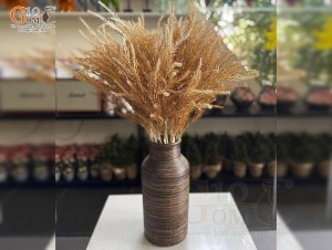 Lọ hoa gốm nâu dáng phích, cao 33cm