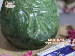 Lọ hoa lá chuồn men hỏa biến cẩm thạch, cao 20cm