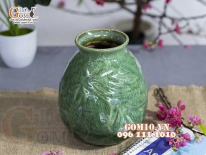 Lọ hoa lá chuồn men hỏa biến cẩm thạch, cao 20cm