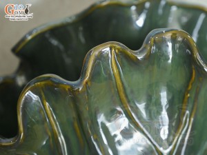 Lọ hoa lá sen men hỏa biến, 32x13cm