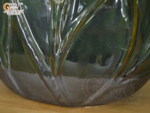 Lọ hoa lá sen men hỏa biến, 32x13cm