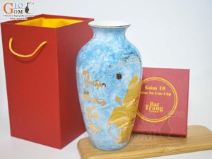 Lọ hoa men đá màu xanh thiên thanh Quà Tặng Đại Sứ Hàn Quốc tại Việt Nam, cao 28cm