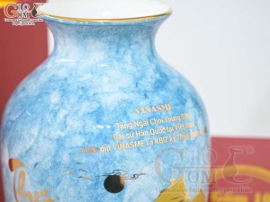 Lọ hoa men đá màu xanh thiên thanh Quà Tặng Đại Sứ Hàn Quốc tại Việt Nam, cao 28cm