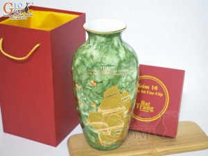 Lọ hoa men đá màu xanh lá Quà Tặng chủ tịch KBIZ , cao 28cm