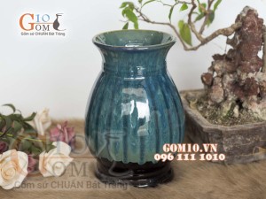 Lọ hoa men hỏa biến dáng béo, cao 20cm