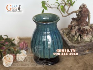 Lọ hoa men hỏa biến dáng béo, cao 20cm