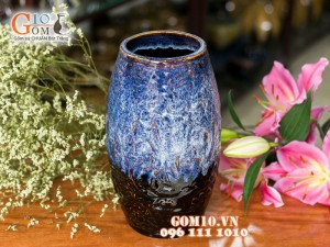 Lọ hoa men hỏa biến dáng bom 29cm