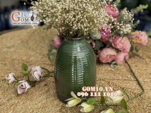 Lọ hoa men hỏa biến, dáng cổ lùn - cao 28cm