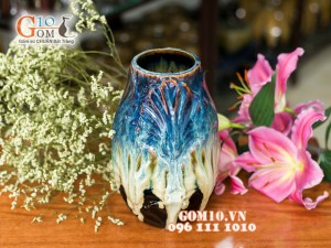 Lọ hoa men hỏa biến dáng dưa 27cm