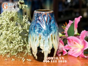 Lọ hoa men hỏa biến dáng dưa 27cm