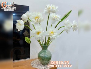 Lọ hoa men hỏa biến dáng giỏ cua, cao 29cm