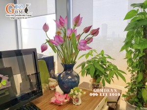 Lọ hoa men hỏa biến dáng giỏ cua xanh biển, cao 29cm