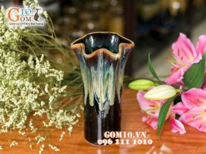 Lọ hoa men hỏa biến dáng huệ 43cm