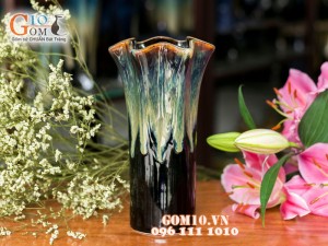 Lọ hoa men hỏa biến dáng huệ 24cm